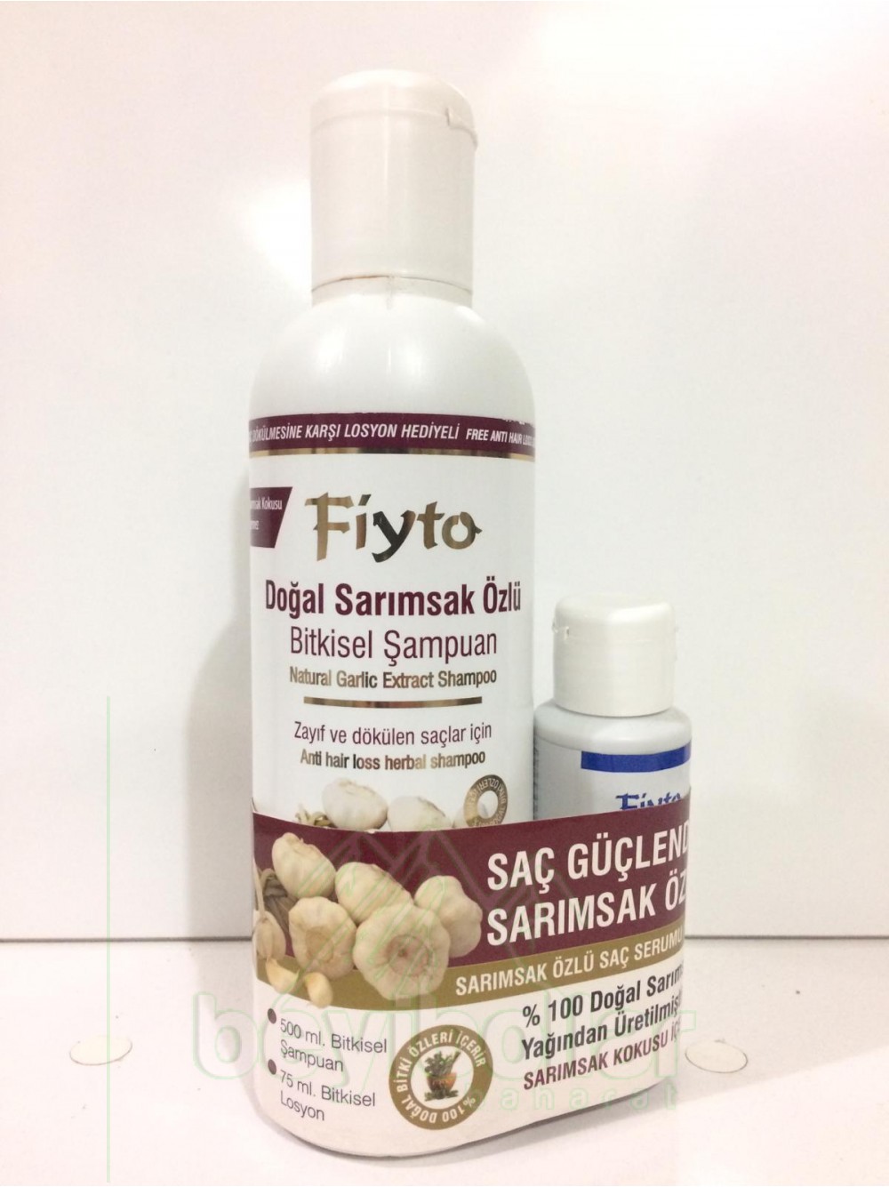 fiyto doğal sarımsak özlü şampuan saç serum hediyeli 500 ml.